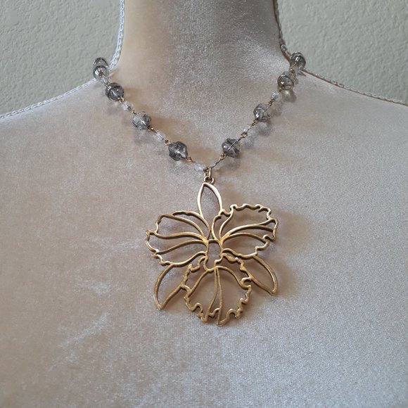 John Wind Jewelry - John Wind Crystal and Orchid Necklace